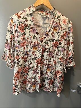 Koton Floral Ruffle Sleeve Blouse Size UK 10 Medium